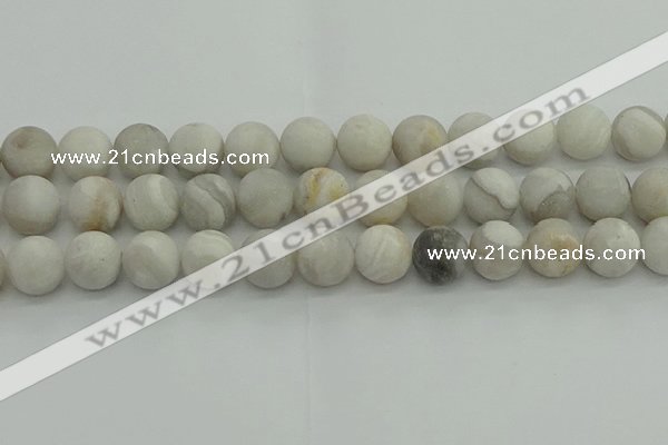 CAG9705 15.5 inches 14mm round matte grey agate beads wholesale