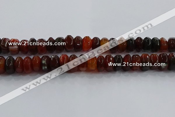 CAG9766 15.5 inches 8*16mm faceted rondelle agate gemstone beads