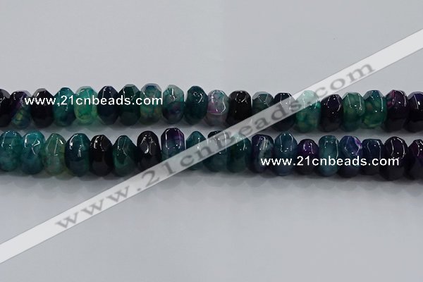 CAG9767 15.5 inches 8*16mm faceted rondelle agate gemstone beads