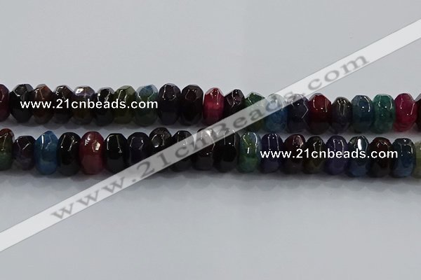 CAG9771 15.5 inches 8*16mm faceted rondelle agate gemstone beads