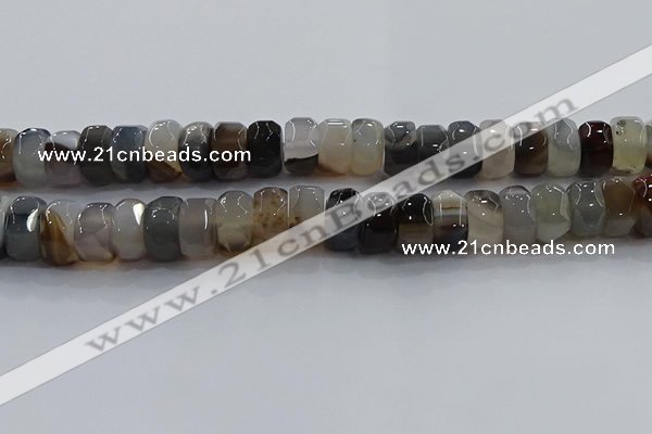 CAG9775 15.5 inches 8*16mm faceted rondelle agate gemstone beads