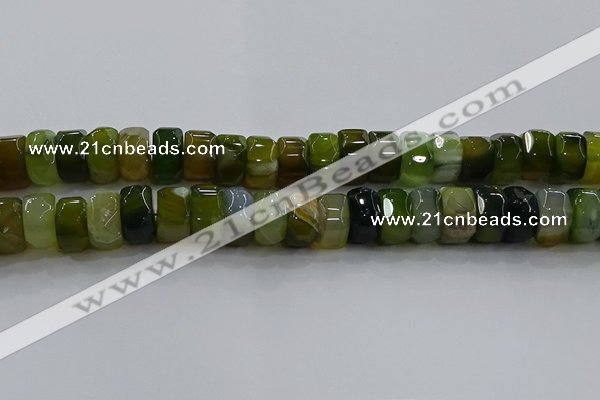 CAG9786 15.5 inches 8*16mm faceted rondelle agate gemstone beads