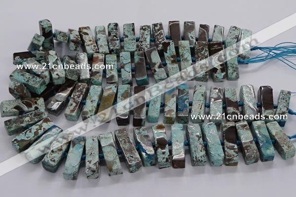 CAG9798 15.5 inches 9*25mm - 10*35mm cuboid ocean agate beads