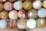 CAG9810 15.5 inches 4mm faceted round wood agate beads wholesale