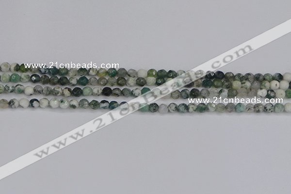 CAG9823 15.5 inches 4mm faceted round moss agate beads