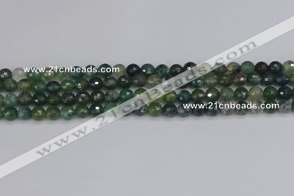 CAG9824 15.5 inches 6mm faceted round moss agate beads