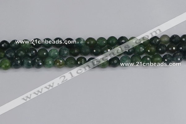 CAG9825 15.5 inches 8mm faceted round moss agate beads