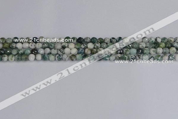 CAG9837 15.5 inches 4mm faceted round tree agate beads