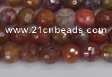 CAG9845 15.5 inches 4mm faceted round red moss agate beads