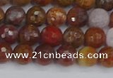 CAG9846 15.5 inches 6mm faceted round red moss agate beads