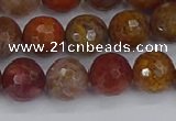 CAG9847 15.5 inches 8mm faceted round red moss agate beads