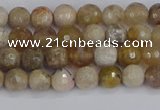 CAG9852 15.5 inches 4mm faceted round ocean fossil agate beads