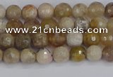 CAG9852 15.5 inches 4mm faceted round ocean fossil agate beads