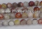 CAG9860 15.5 inches 4mm faceted round Mexican crazy lace agate beads