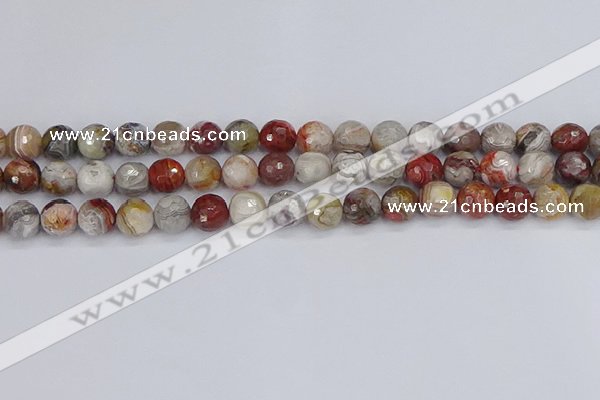 CAG9862 15.5 inches 8mm faceted round Mexican crazy lace agate beads