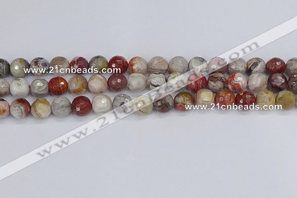 CAG9863 15.5 inches 10mm faceted round Mexican crazy lace agate beads