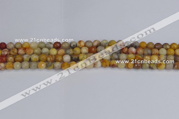 CAG9868 15.5 inches 4mm faceted round yellow crazy lace agate beads