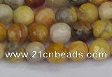 CAG9869 15.5 inches 6mm faceted round yellow crazy lace agate beads