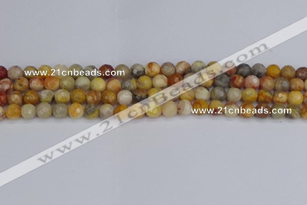 CAG9869 15.5 inches 6mm faceted round yellow crazy lace agate beads