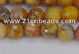 CAG9870 15.5 inches 8mm faceted round yellow crazy lace agate beads