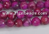 CAG9875 15.5 inches 4mm faceted round fuchsia crazy lace agate beads