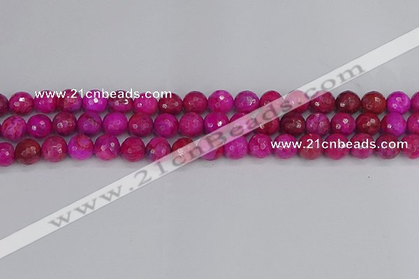 CAG9877 15.5 inches 8mm faceted round fuchsia crazy lace agate beads