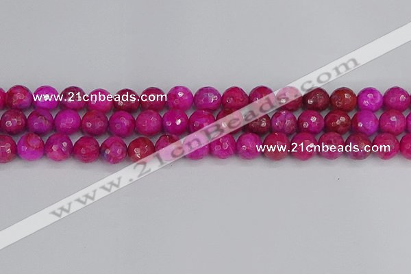 CAG9878 15.5 inches 10mm faceted round fuchsia crazy lace agate beads