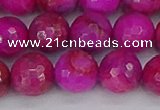 CAG9879 15.5 inches 12mm faceted round fuchsia crazy lace agate beads