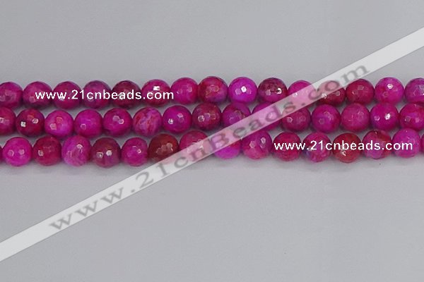 CAG9879 15.5 inches 12mm faceted round fuchsia crazy lace agate beads