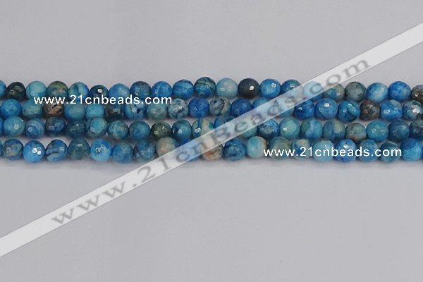 CAG9883 15.5 inches 6mm faceted round blue crazy lace agate beads