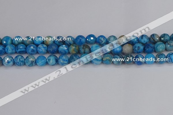 CAG9884 15.5 inches 8mm faceted round blue crazy lace agate beads