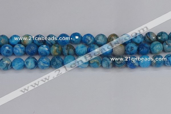 CAG9886 15.5 inches 12mm faceted round blue crazy lace agate beads