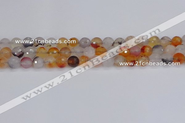 CAG9891 15.5 inches 8mm faceted round dendritic agate beads