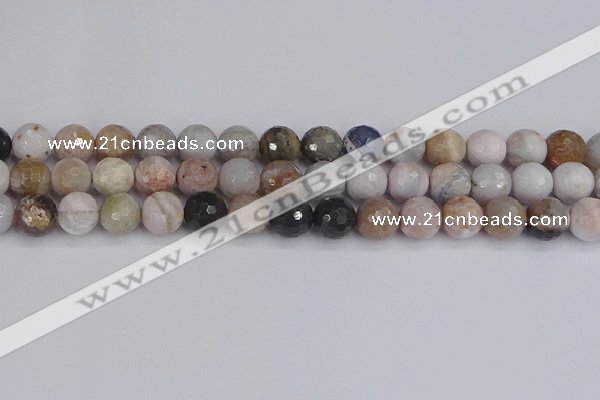 CAG9898 15.5 inches 8mm faceted round parrel dendrite agate beads