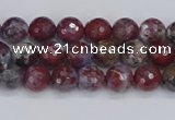 CAG9903 15.5 inches 4mm faceted round red lightning agate beads