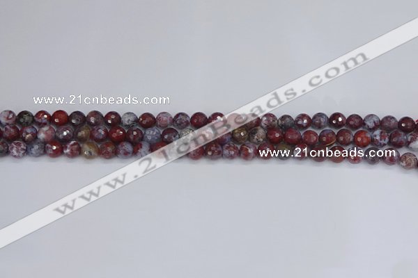 CAG9903 15.5 inches 4mm faceted round red lightning agate beads