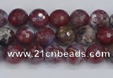 CAG9904 15.5 inches 6mm faceted round red lightning agate beads