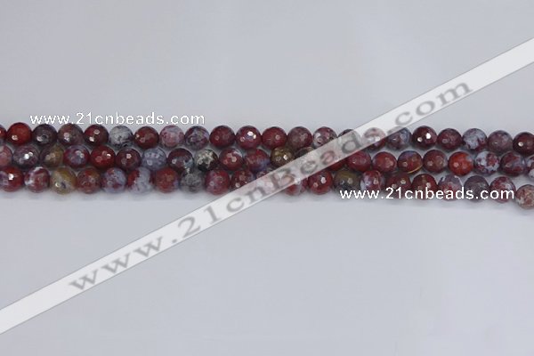 CAG9904 15.5 inches 6mm faceted round red lightning agate beads