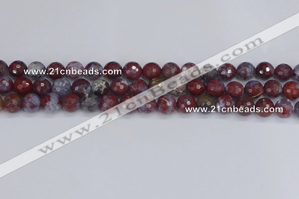 CAG9905 15.5 inches 8mm faceted round red lightning agate beads