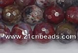 CAG9906 15.5 inches 10mm faceted round red lightning agate beads