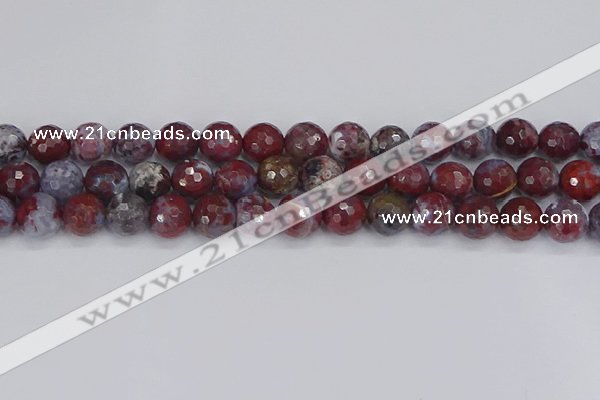 CAG9906 15.5 inches 10mm faceted round red lightning agate beads