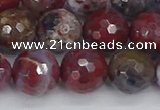 CAG9907 15.5 inches 12mm faceted round red lightning agate beads