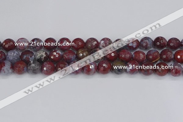 CAG9907 15.5 inches 12mm faceted round red lightning agate beads