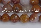 CAG9912 15.5 inches 8mm faceted round red moss agate beads