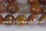 CAG9913 15.5 inches 10mm faceted round red moss agate beads