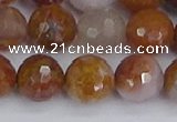 CAG9914 15.5 inches 12mm faceted round red moss agate beads