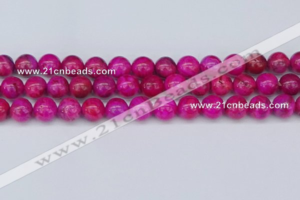 CAG9928 15.5 inches 12mm round fuchsia crazy lace agate beads