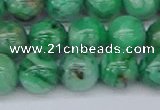 CAG9942 15.5 inches 12mm round green crazy lace agate beads