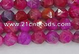 CAG9951 15.5 inches 6mm faceted nuggets fuchsia crazy lace agate beads