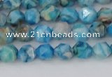 CAG9957 15.5 inches 6mm faceted nuggets blue crazy lace agate beads